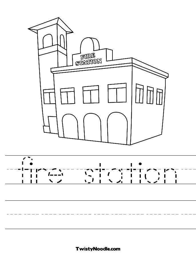 Название: Раскраска Станция пожарных. Категория: Огонь. Теги: пожарная станция, флаг.