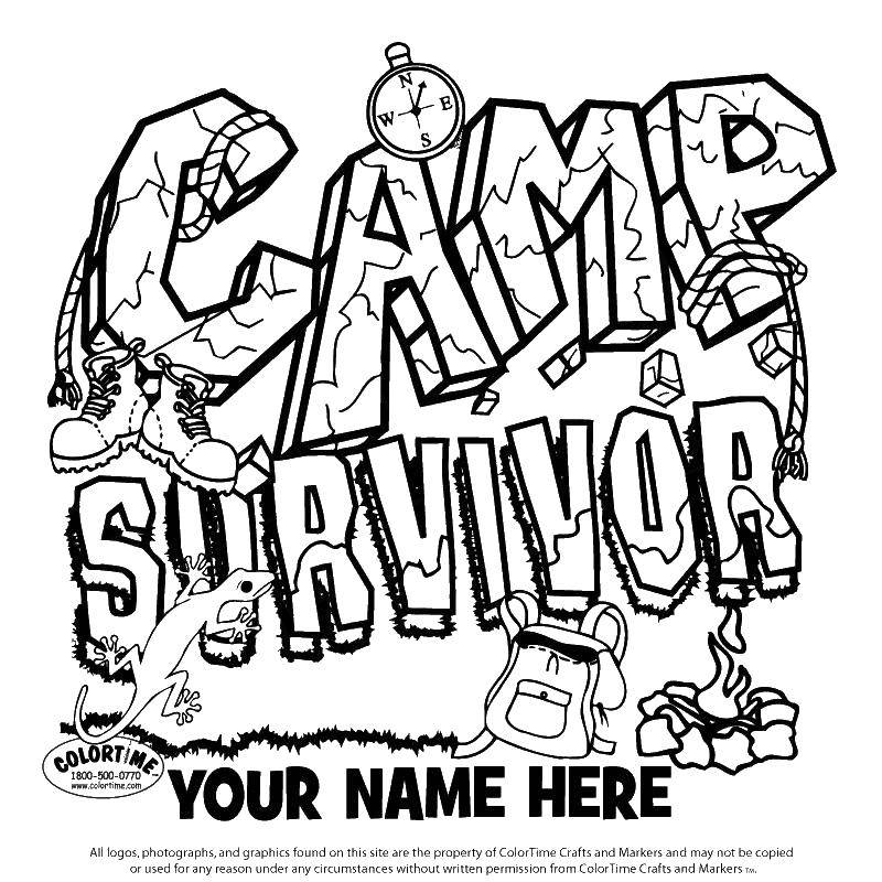 Coloring Survivors in the campaign. Category Camping. Tags:  leisure, nature, Hiking.