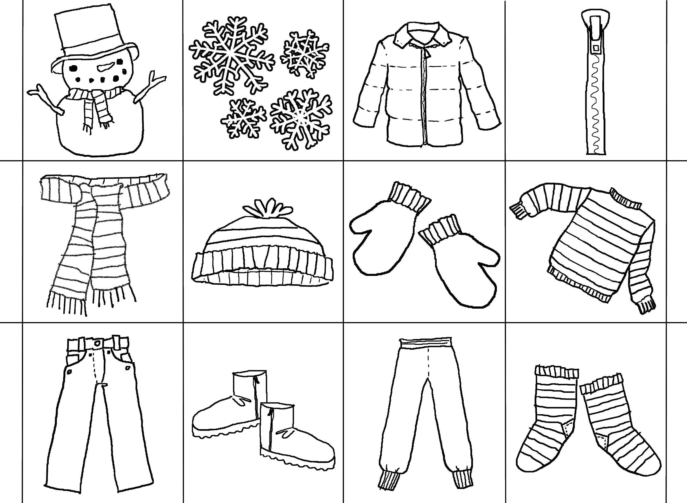 Название: Раскраска Зимняя одежда. Категория: одежда. Теги: одежда, зима.