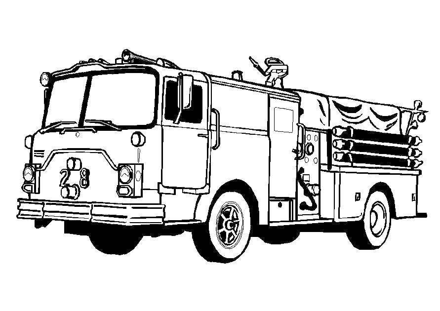 Розмальовки  Пожежний автобус. Завантажити розмальовку пожежна машина, машини, автобус.  Роздрукувати ,пожежна машина,