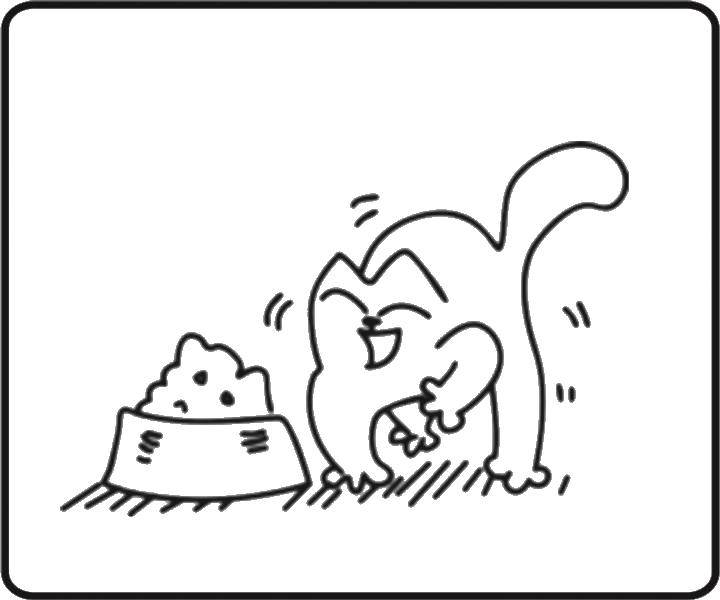 Название: Раскраска Кот и корм. Категория: кот саймона. Теги: кот, корм, тарелка.