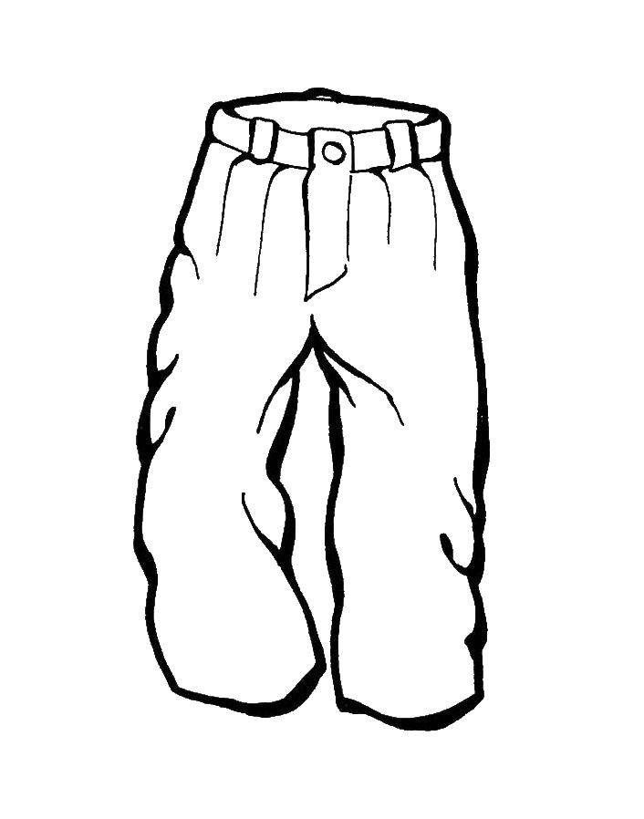 Название: Раскраска Мужские брюки с пуговицей. Категория: одежда. Теги: Одежда, брюки, штаны, джинсы.
