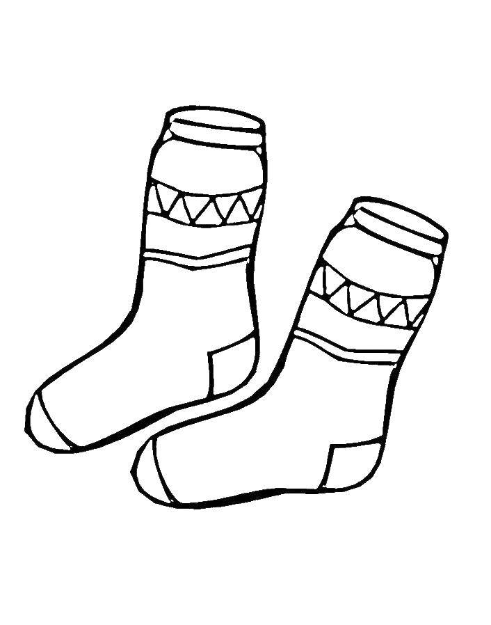 Розмальовки  Шкарпетки з геометричним малюнком. Завантажити розмальовку Одяг, шкарпетки.  Роздрукувати ,одяг,