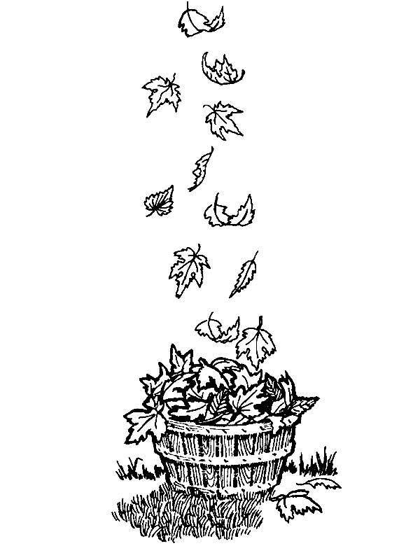 Coloring Barrel with leaves. Category Autumn. Tags:  autumn, leaves, barrel.