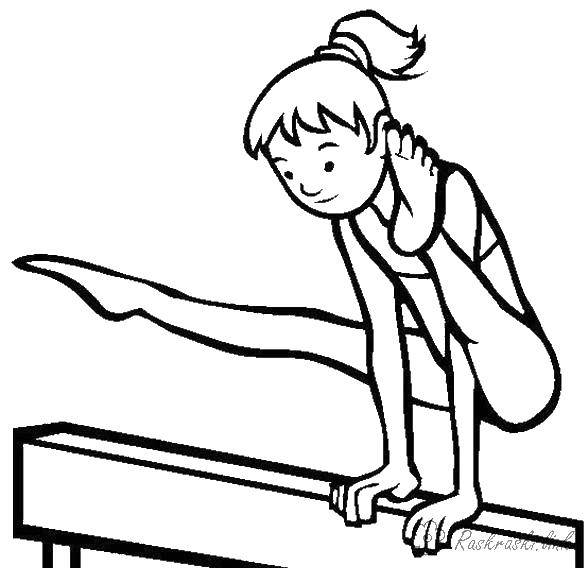 Coloring Girl gymnast. Category gymnastics. Tags:  girl, gymnast, balance beam.