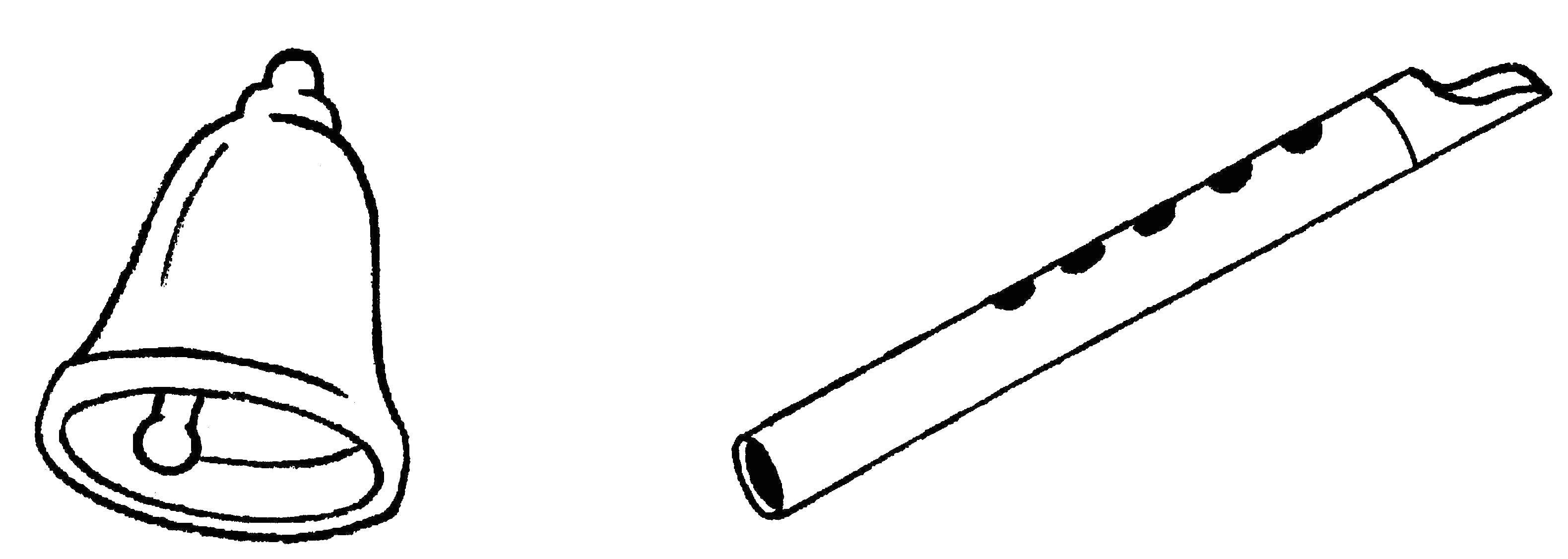 Название: Раскраска Флейта с колокольчиком. Категория: флейта. Теги: флейта, музыка.