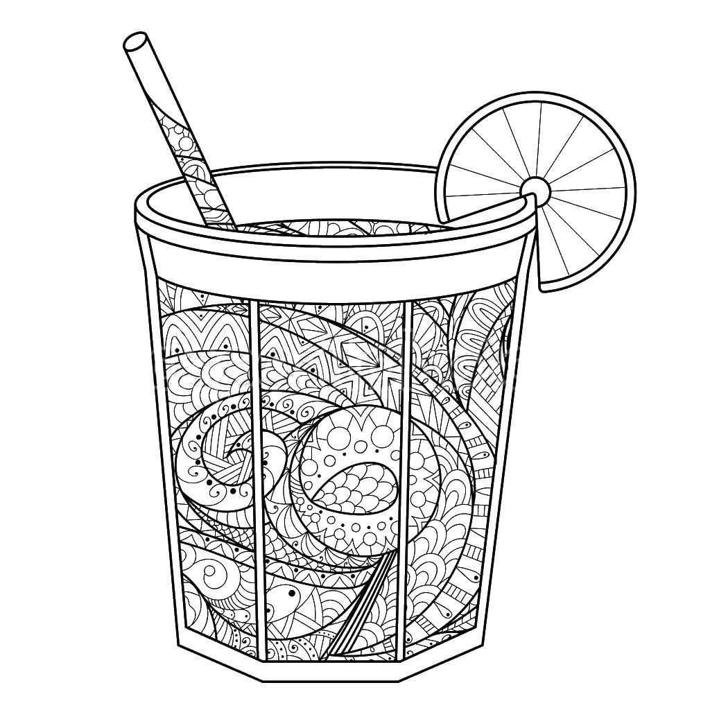 Название: Раскраска Лимонад. Категория: стакан. Теги: стакан, лимонад, узоры.