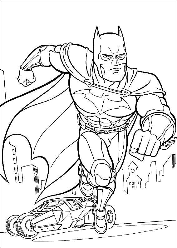 Coloring Batman in the city. Category superheroes. Tags:  superhero, Batman.