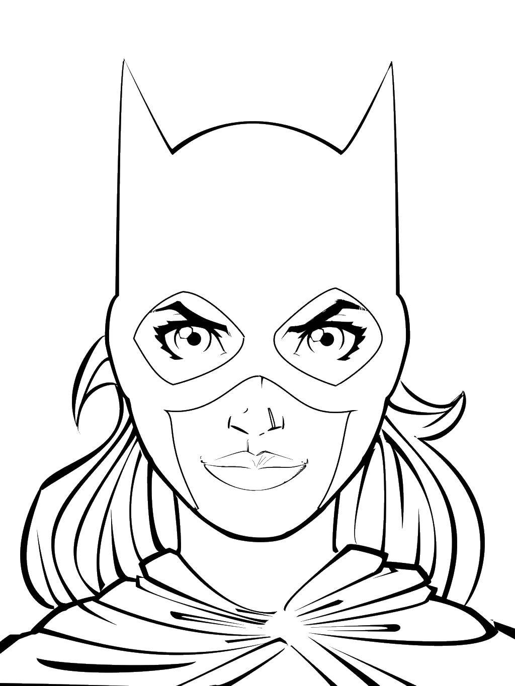 Название: Раскраска Девушка бэтмен. Категория: супергерои. Теги: супергерой, бэтмен.