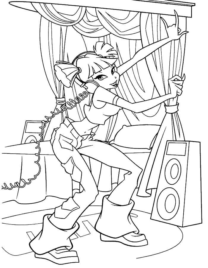 Coloring Muse said by telephone. Category Winx. Tags:  Winx, Muse, music.