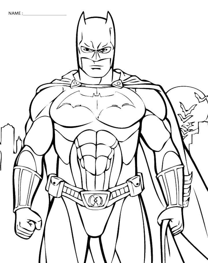 Название: Раскраска Сильный бэтмен. Категория: супергерои. Теги: супергерой, бэтмен, комиксы.