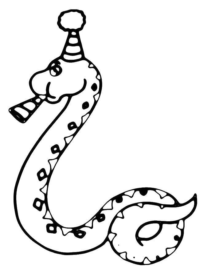 Название: Раскраска Змея в шапочке. Категория: змея. Теги: змея.