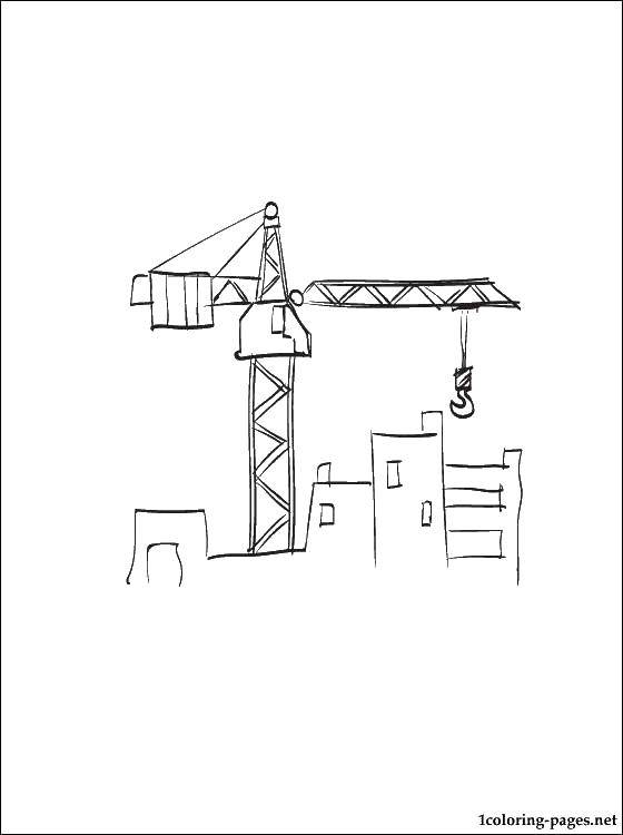 Coloring Home and construction crane. Category Crane. Tags:  crane, home, hook.