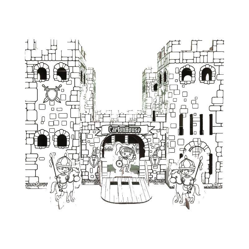 Coloring The castle and the knights. Category the fortress. Tags:  fortress, knights, swords.
