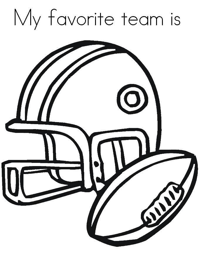 Coloring Helmet for football. Category sports. Tags:  sports, ball.