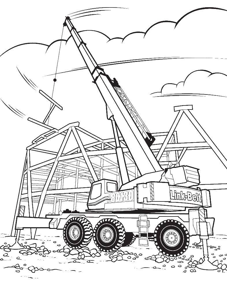 Coloring Construction crane, building construction. Category Crane. Tags:  Crane.