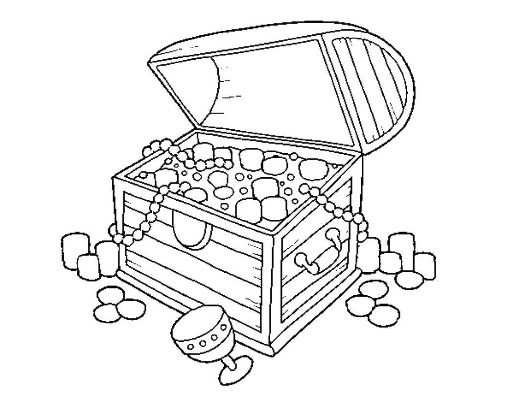 Coloring Chest sokrovischami pirates. Category treasure chest. Tags:  treasure chest, pirates.