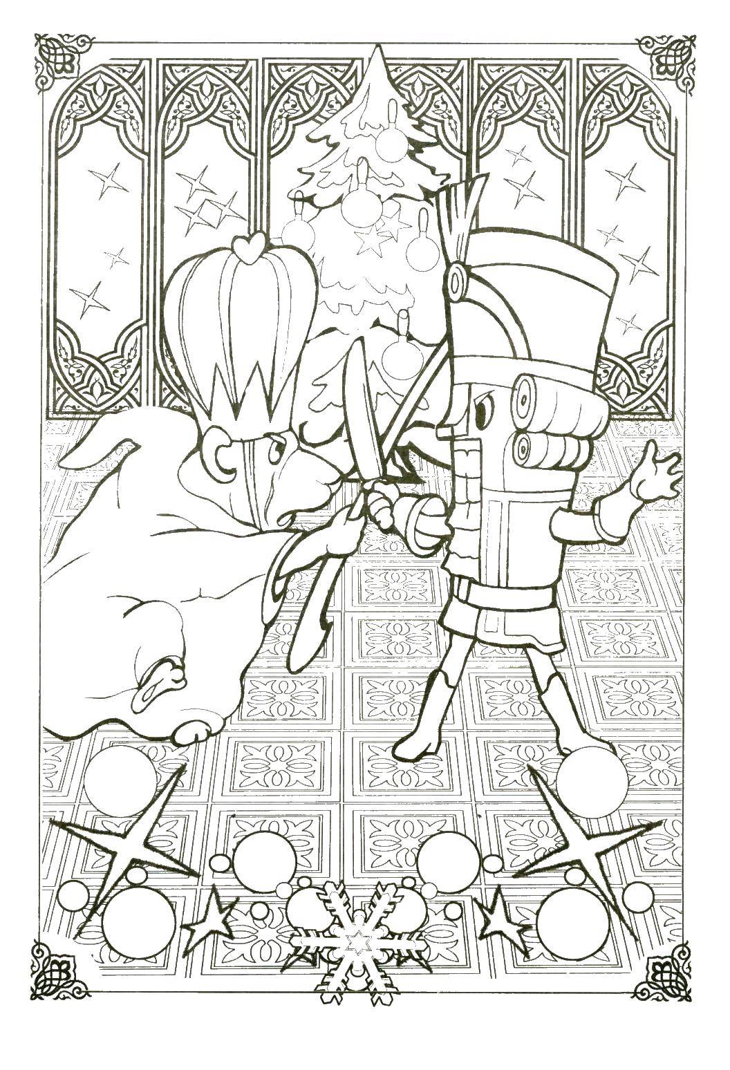Coloring The mouse king and the Nutcracker. Category the Nutcracker. Tags:  mouse king, Nutcracker, swords.