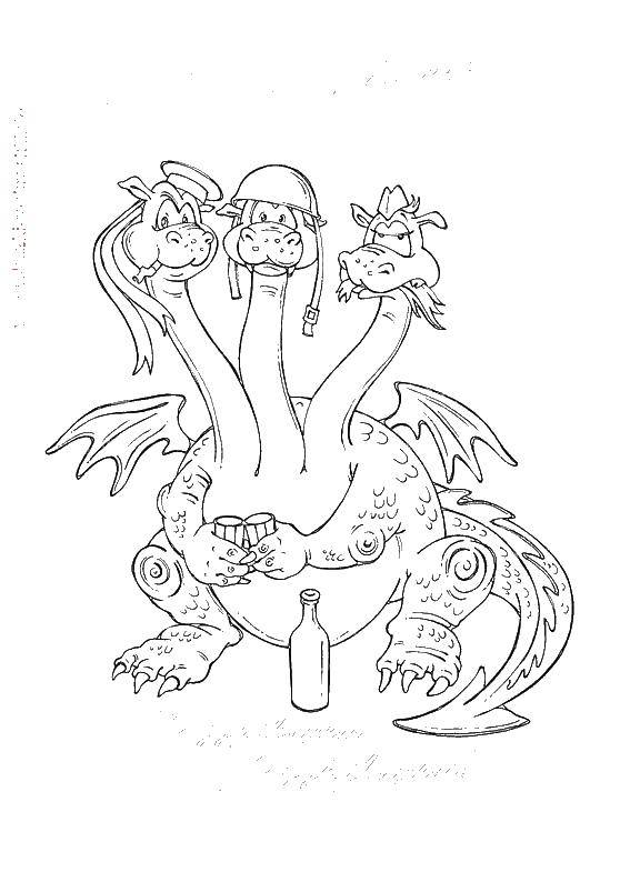Coloring Three-headed dragon. Category dragon. Tags:  that dragon, three-headed.
