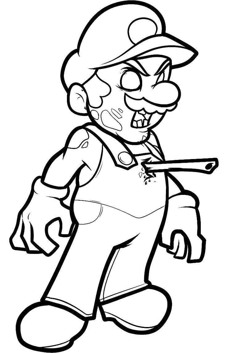 Coloring Mario zombie. Category Halloween. Tags:  Halloween, zombies.