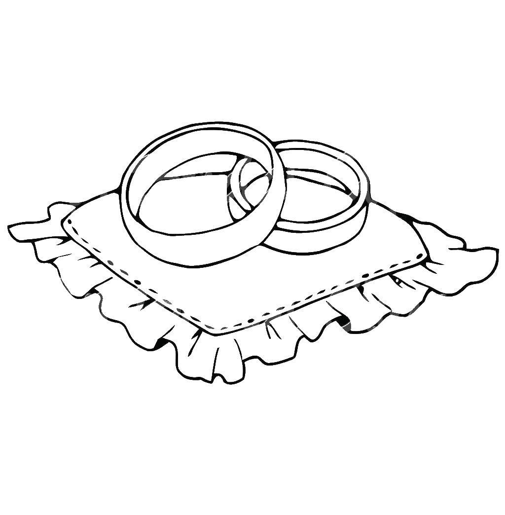 Название: Раскраска Обручальное кольца на подушечке. Категория: кольцо. Теги: кольцо, бриллиант.
