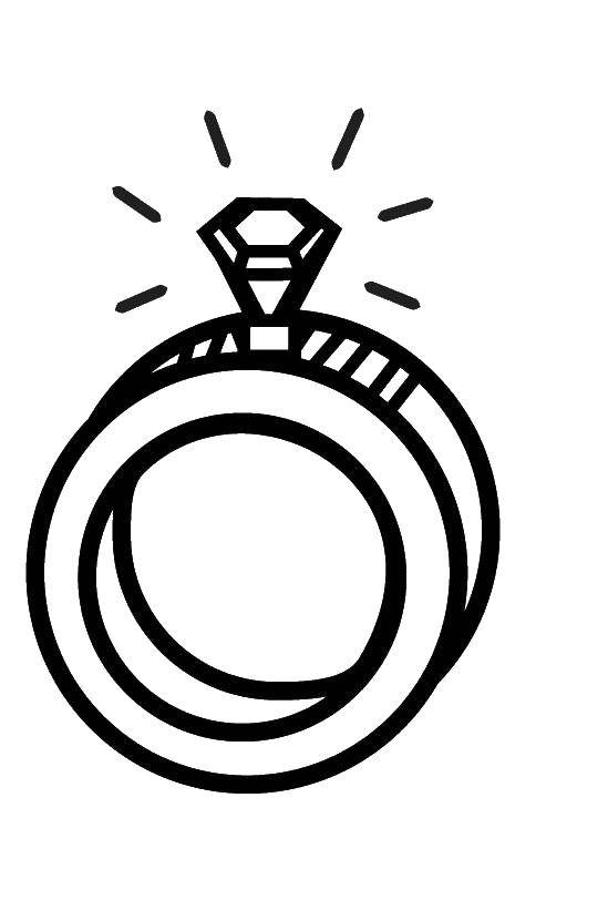 Название: Раскраска Обручальные кольца с бриллиантом. Категория: кольцо. Теги: обручальные кольца, бриллиант.