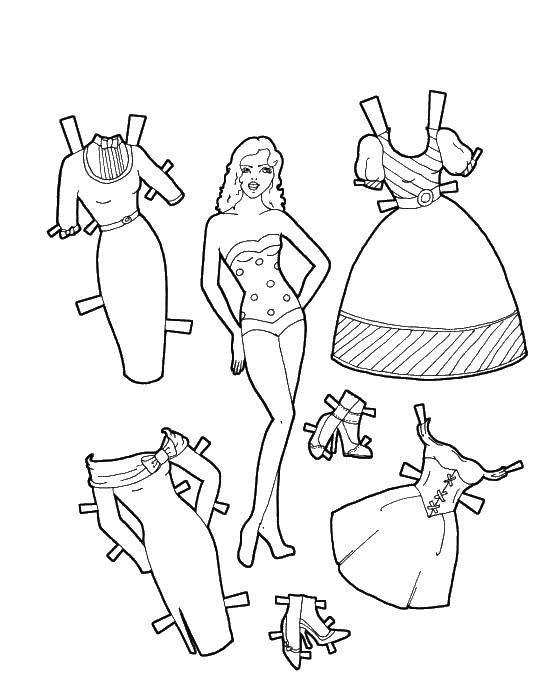Название: Раскраска Одежда для леди-барби. Категория: одежда. Теги: одежда, барби, леди, девочка.