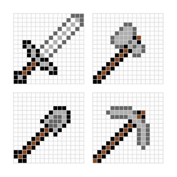 Coloring Weapons minecraft. Category minecraft. Tags:  axe, sword, shovel.