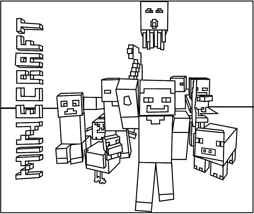 Coloring The characters of minecraft. Category minecraft. Tags:  Games, Minecraft.