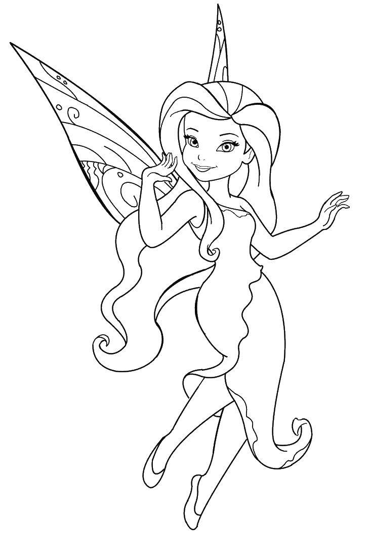 Coloring Beautiful fairy in flight. Category Fantasy. Tags:  fairy, wings.