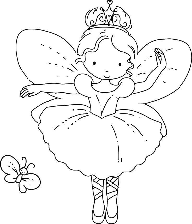 Coloring Little fairy. Category fairies. Tags:  fairies, fairy, Princess.
