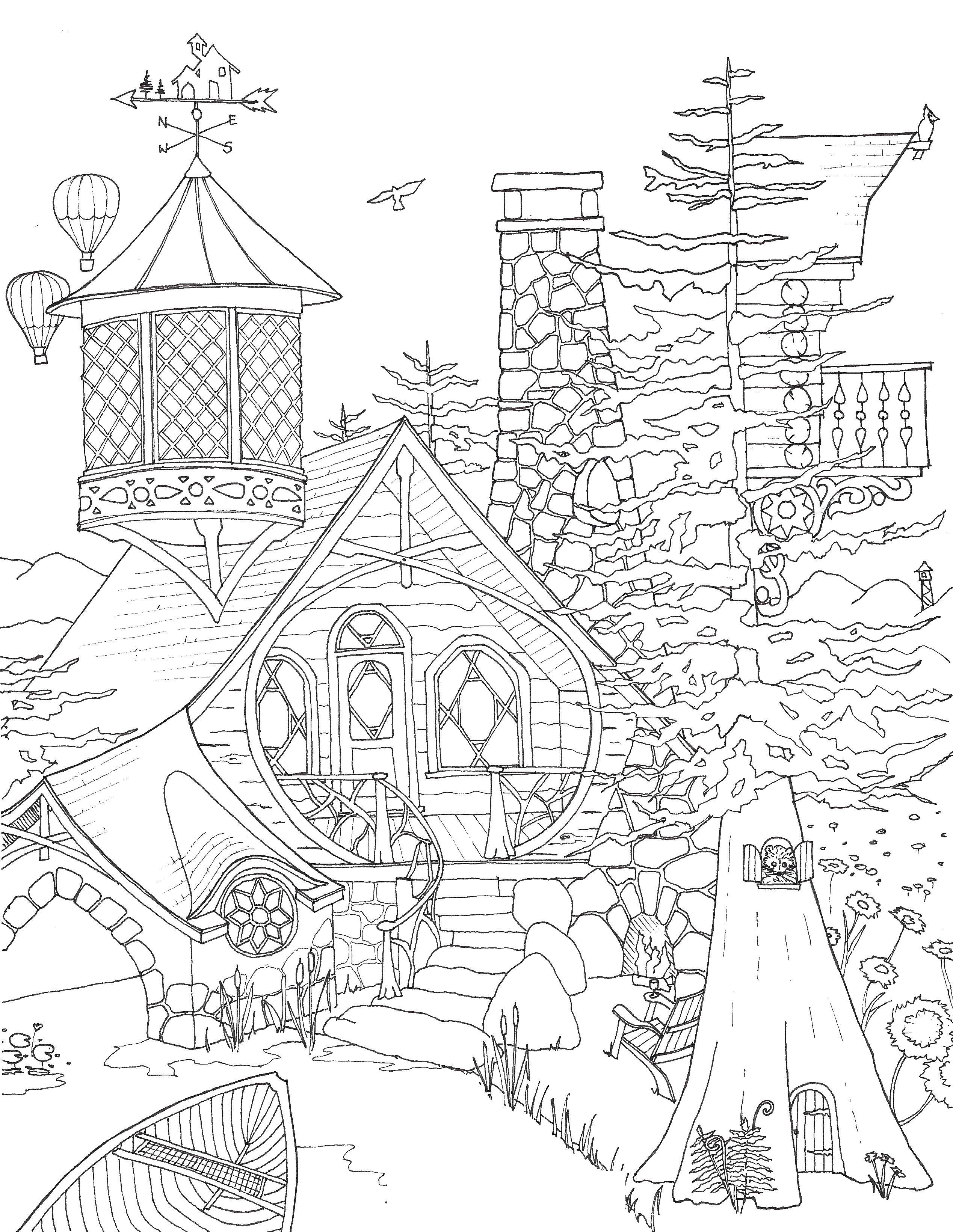 Coloring The cabin in the woods. Category home. Tags:  forest, house.