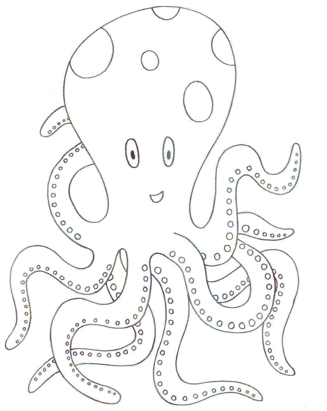 Название: Раскраска Осьминог. Категория: морское. Теги: Подводный мир, осьминог.