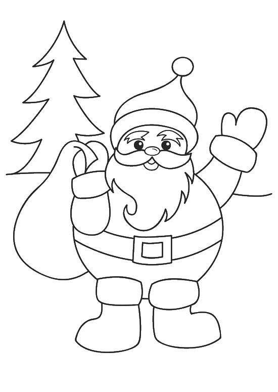 Coloring Santa with bag of gifts.. Category Christmas. Tags:  Christmas, Santa Claus, gifts.