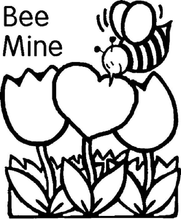 Название: Раскраска Будь моим. Категория: День святого валентина. Теги: пчелка, день святого Валентина, пчелка.