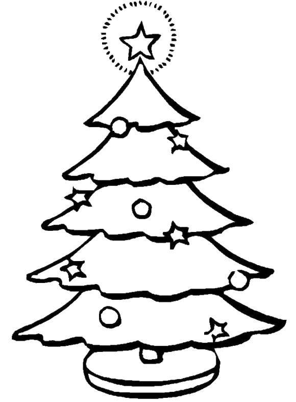 Название: Раскраска Елка с горящей звездой. Категория: рождество. Теги: Рождество, елка, Новый год.