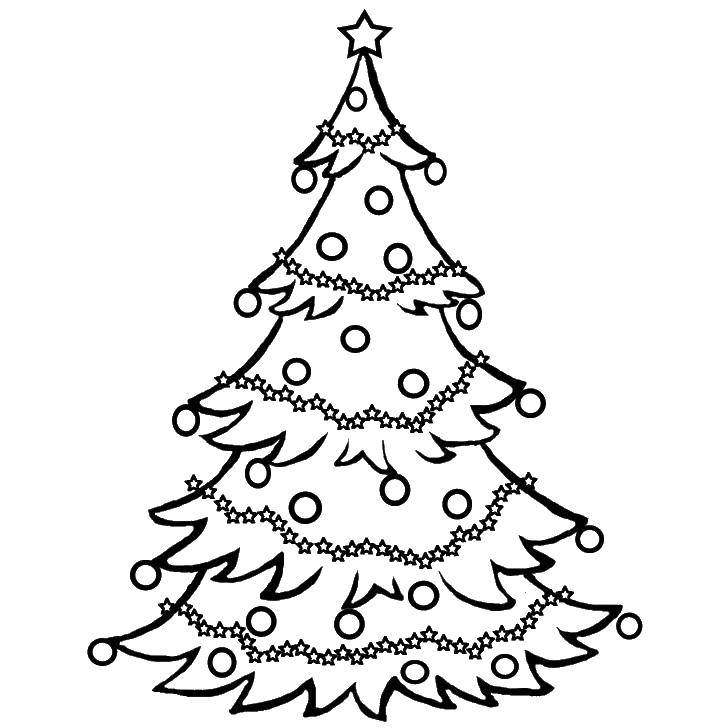 Название: Раскраска Елка в гирляндах. Категория: рождество. Теги: Рождество, елка, Новый год.