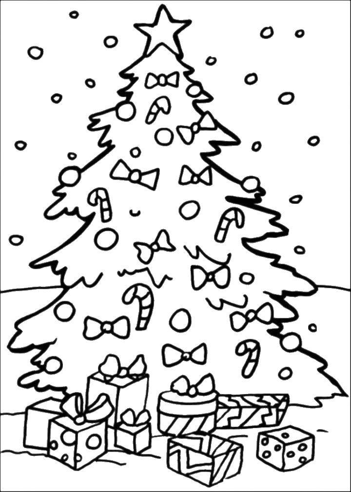 Название: Раскраска Красивая новогодняя елка. Категория: рождество. Теги: Рождество, елка, Новый год.