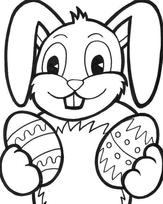 Название: Раскраска Крольчонок с яйцами. Категория: кролик. Теги: крольчата, кролик, яйца.