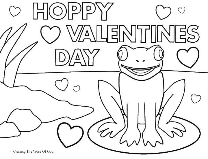 Coloring Лягушка поздравляет с днем святого валентина. Category День святого валентина. Tags:  любовь, день Святого Валентина, лягушка.