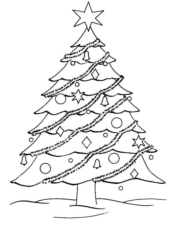 Название: Раскраска Рождественская ель со звездой. Категория: рождество. Теги: Рождество, елка, Новый год.
