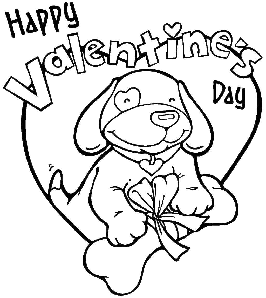 Название: Раскраска С днем св. валентина от собачки. Категория: День святого валентина. Теги: любовь, день Святого Валентина, собака.