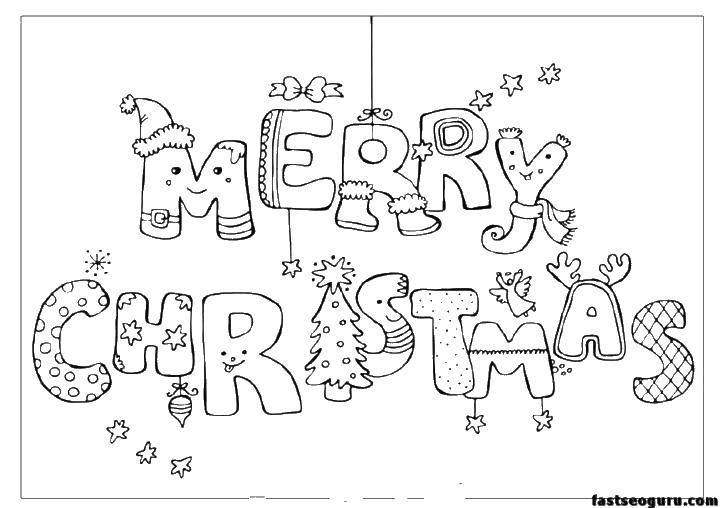 Coloring Merry Christmas. Category Christmas. Tags:  Christmas, congratulation.