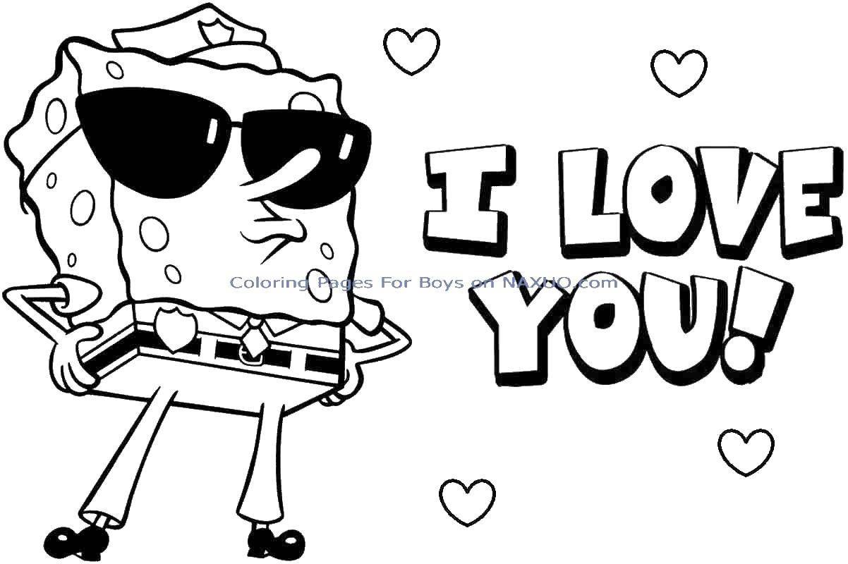 Coloring I love you!. Category Valentines day. Tags:  love, Valentines day, spongebob.