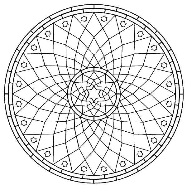 Название: Раскраска Круг многоугольник. Категория: раскраски из фигур. Теги: звезда, многоугольник, круг.