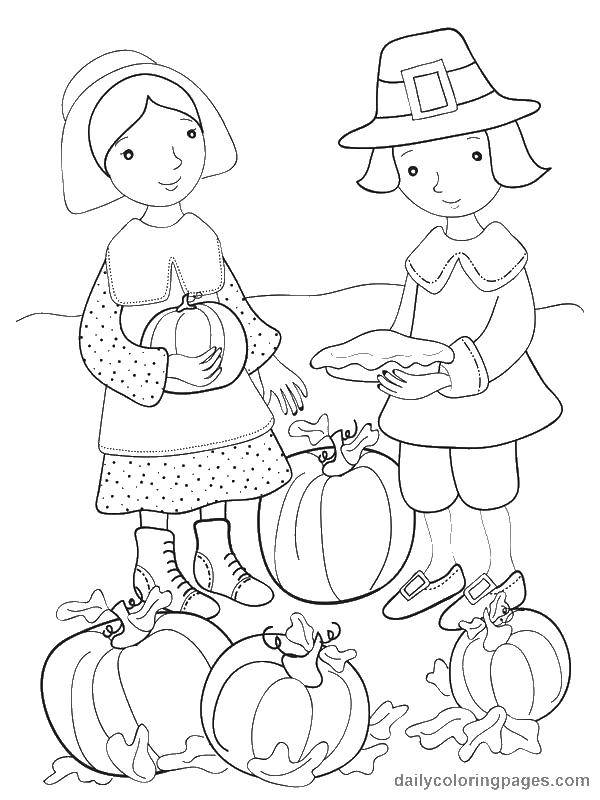 Coloring The Indians. Category the Indians. Tags:  the Indians, pumpkins, thanksgiving.