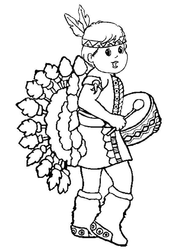 Coloring Little Indian. Category the Indians. Tags:  the Indians, thanksgiving.
