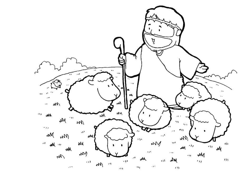 Coloring Sheep and the prophet. Category religion. Tags:  religion.