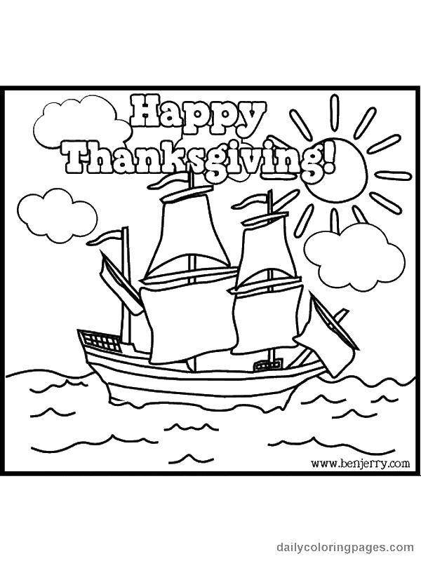 Coloring With blagodaren. Category the Indians. Tags:  Indians, ships, thanksgiving.