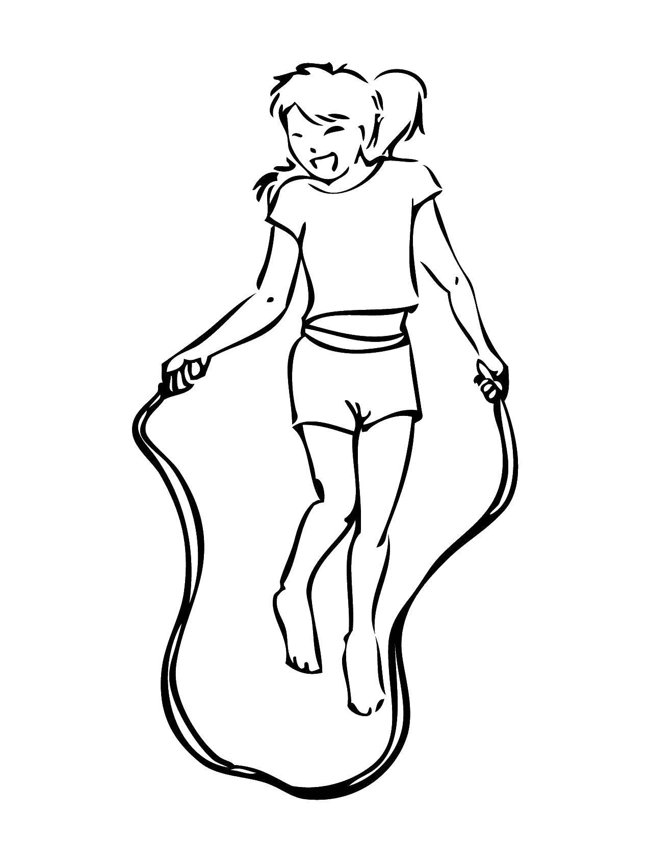 Название: Раскраска Девочка в прыжке. Категория: Прыжок. Теги: скакалка, девочка.